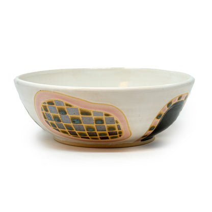 funky pattern handmade ceramic bowl by a hill studio